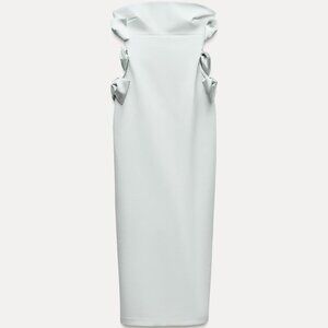 Zara Satin Effect Midi Dress with Bow Detail - size M - new with tags